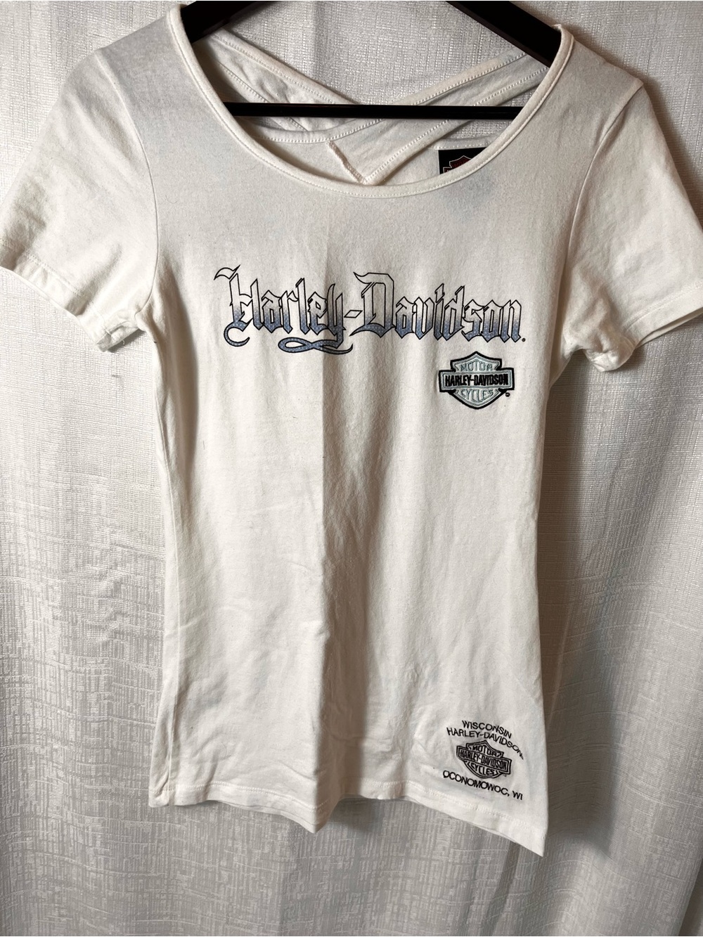 Harley-Davidson White Tee with Black Embroidered Logo